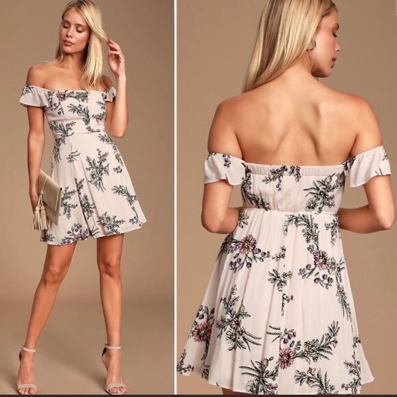 Lulu's One Sweet Day Floral Off The Shoulder Dress - Picture 1 of 7